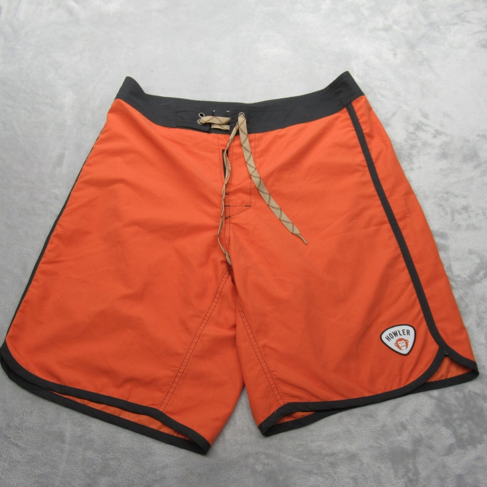 Howler Swim Shorts Mens 33 Orange Pocket Unlined Lace-Up Board Trunks Surfing - Picture 2 of 12